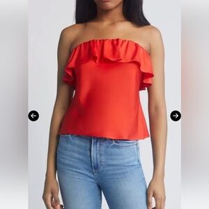 NWT ModCloth WAYF BHLDN $148 Elegant Red Ruffle Top All Yous small